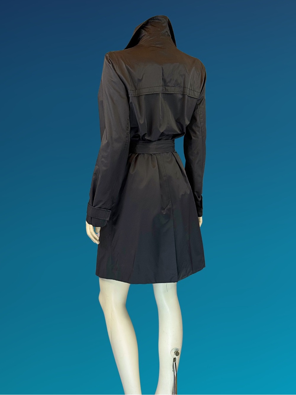 Vintage Y2K NINE WEST  Black Minimalist Mini Trench Coat 2004 | S - Picture 11 of 16